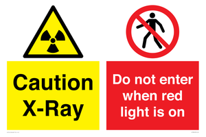 Caution X-Ray. Do not enter when red light is on